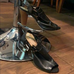 Peep toe high heel booties